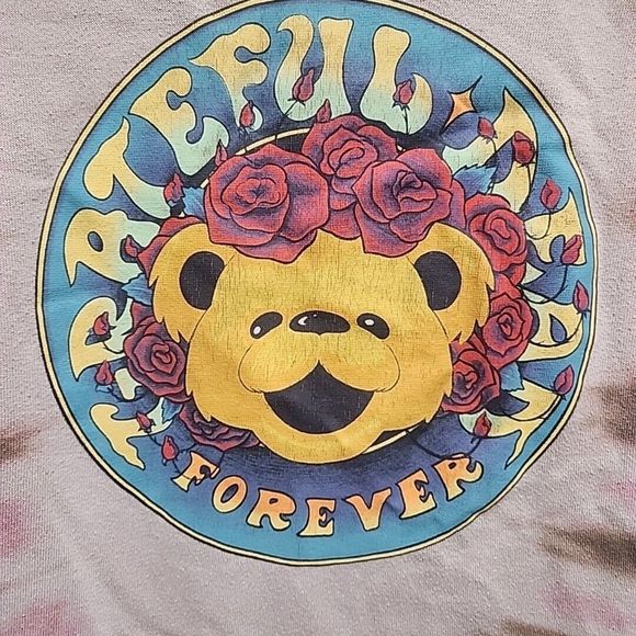 Grateful Dead Sweatshirt Women's M Green Brown Bear Tie Dye Ban Music Crew Neck - Picture 3 of 10